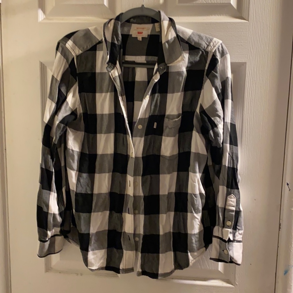 Levis gingham boyfriend fit top